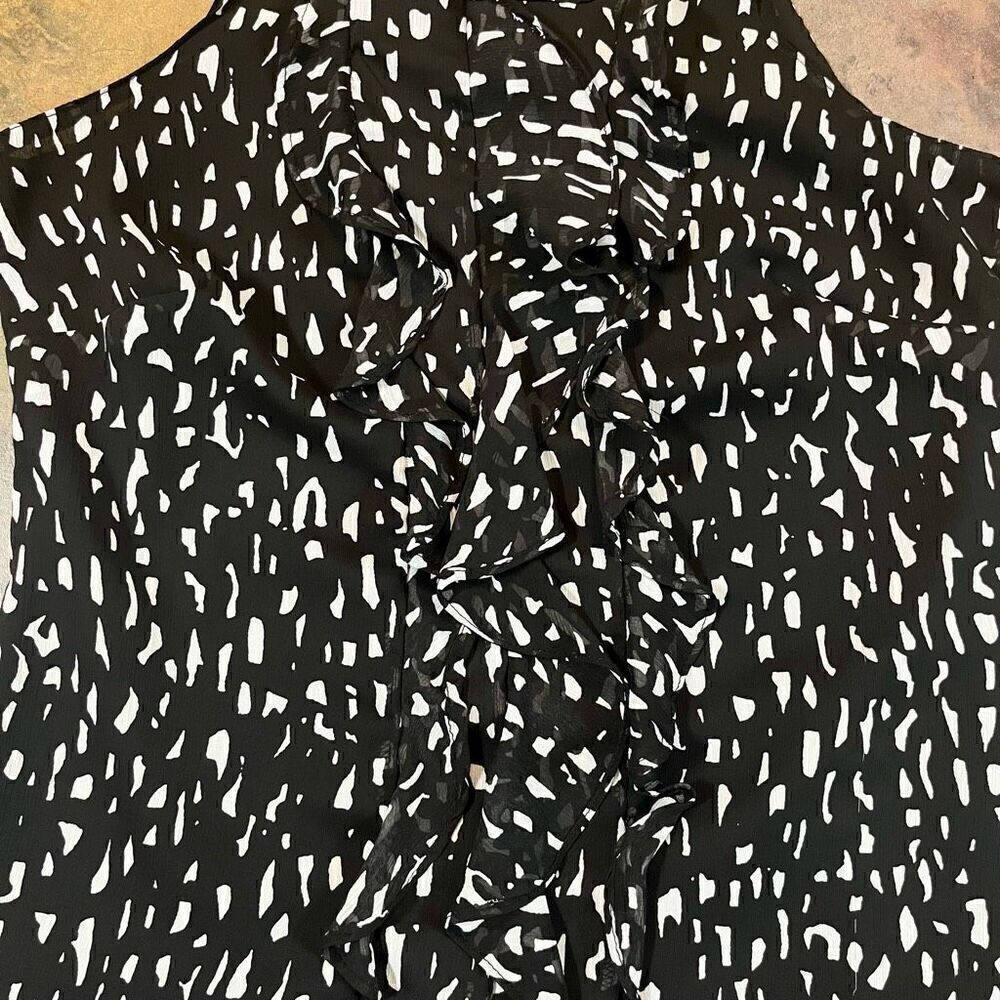 Merona Halter Black White Ruffle Blouse Small - Picture 6 of 11